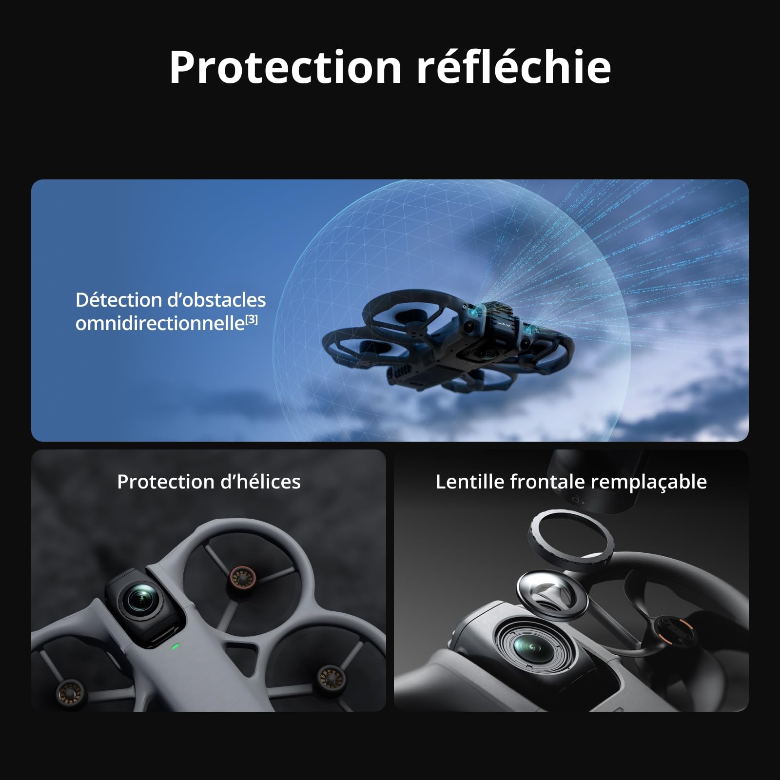 DJI Avata 360 Bundle Motion Fly More, drone 360° avec imagerie 360° 8K 1 pouce, drone caméra 360° avec protection d’hélices. Inclut Goggles N3 et RC Motion 3 pour contrôle de mouvement intuitif.