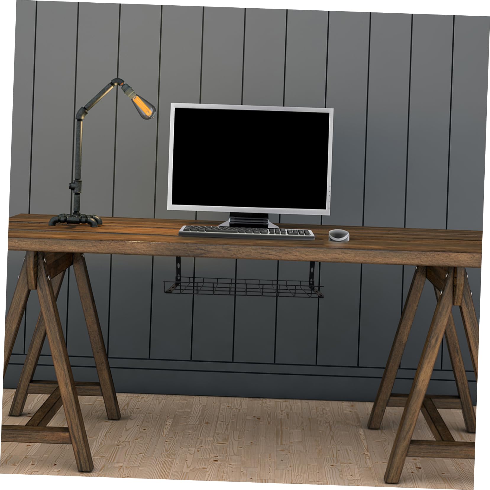 1 pièce Support de Rangement de Câbles sous Bureau Fer Organisateur de Câbles Noir pour Gestion des Fils et Multiprises