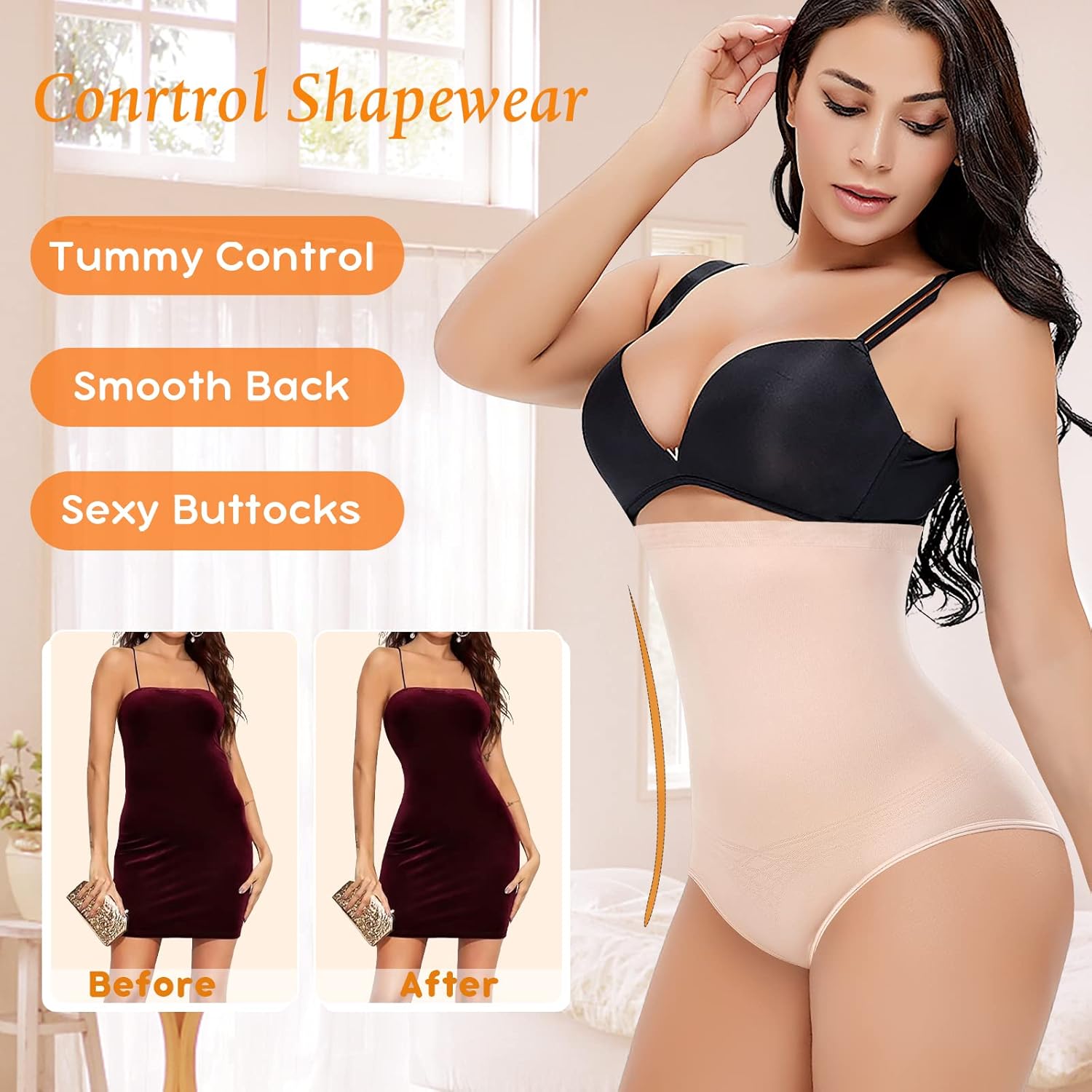 Werena Tummy Control Shapewear Panties for Women High Waisted Body Shaper Slimming Shapewear Underwear Girdle Panty - Image 5