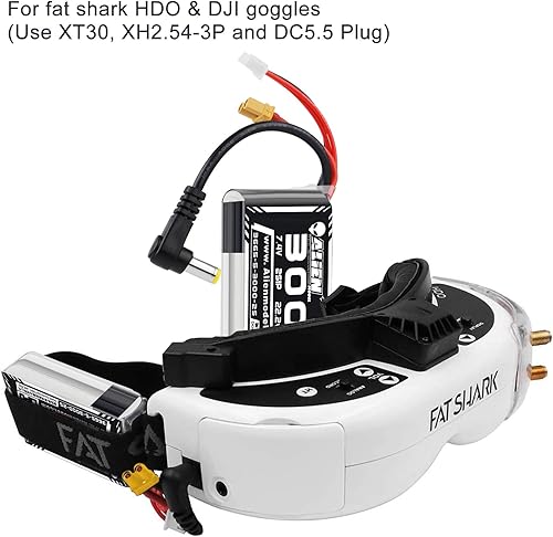 Miniatura 4 de Crazepony 3000mAh 2S LiPo Batería Fatshark FPV Gafas Batería 7.4V con XT30DC5.5 Plug para D JI HD Gafas Digitales Skyzone 03O Gafas Hobby Wireless