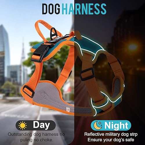 Miniatura 7 de Arnés para perro sin tirones, arnés reflectante para perro con 2 clips delanteros y traseros, arnés Oxford para mascotas, chaleco acolchado suave