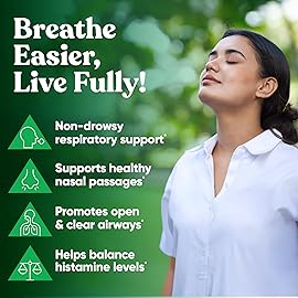 Breathe Inhaler Support Supplement - Sinus, Lungs, Open & Clear Airways - Seasonal Nasal Health, Bronchial Wellness, Healthy Chest - Quercetin, Vitamin D, Bromelain Pills - 60 Vegetarian Soft Capsules