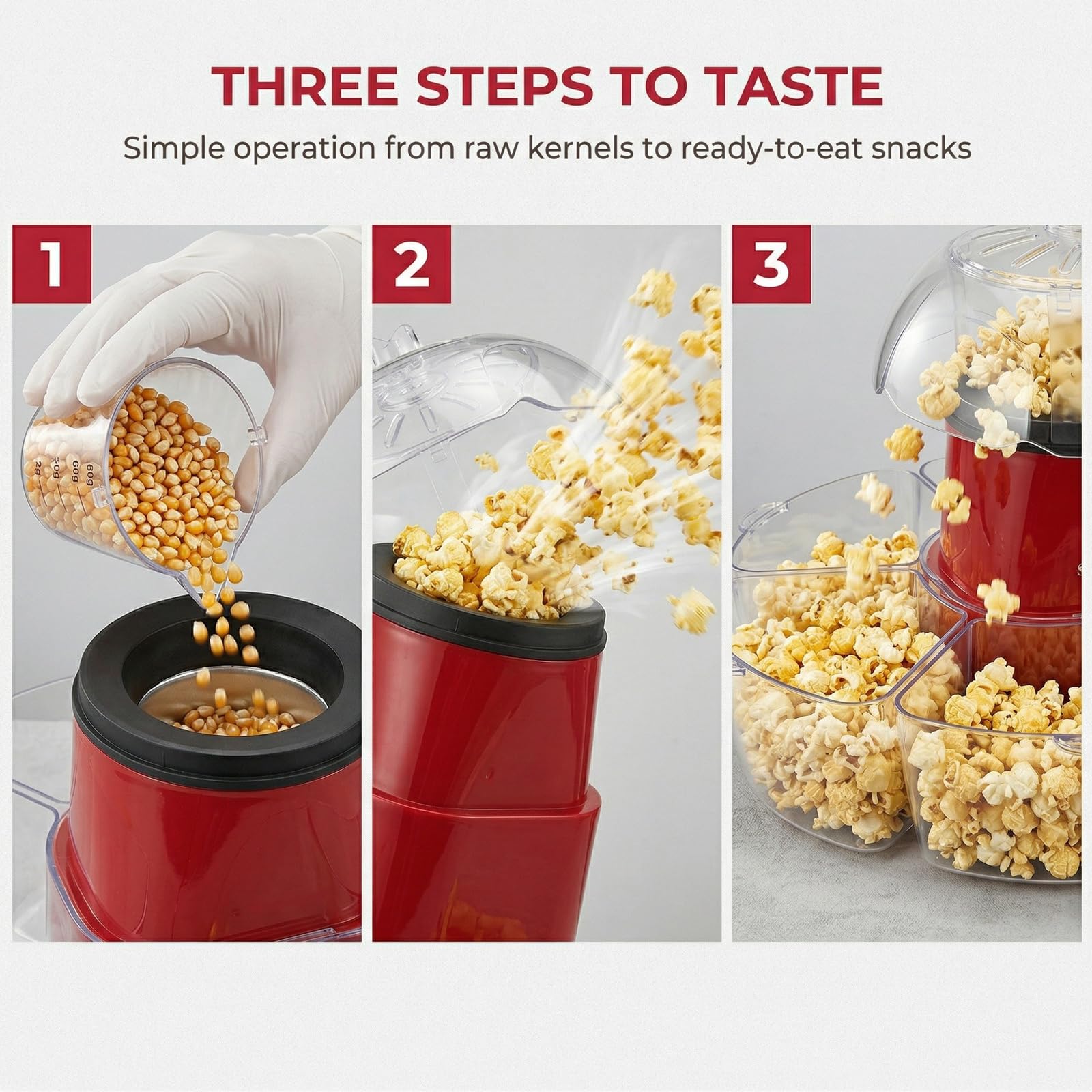 Máquina para hacer palomitas de maíz con interruptor de encendido/apagado, producción rápida de 2 minutos, cuenco extraíble para servir, gran capacidad para el hogar, fiestas y noches de cine