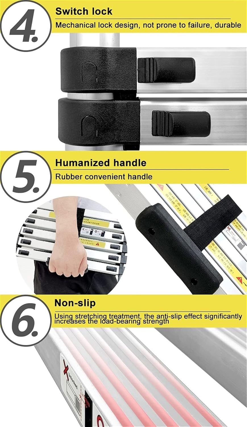 8m/ 7m/ 6m/ 5m/ 4m/ 3m/ 2m Tall Telescoping Ladder for Roof/RV/Camper Tops/Attic, Aluminium Telescopic Extension Ladders, Load 150kg/330lbs (Size : 1.4m/4.6ft)