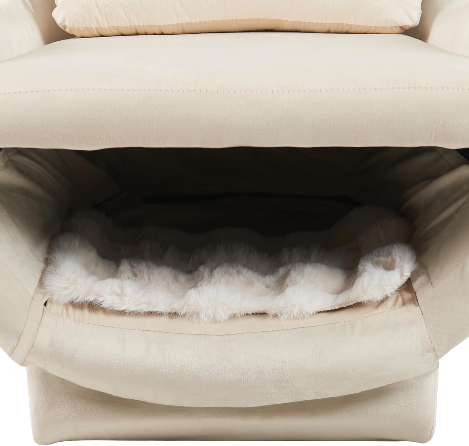 HACHIKITTY Furniture Style 2 in 1 Pet Friendly Modern Velvet Lounge Chair, Upholstered Back Accent Chair Leisure Single Sofa Chair for Living Room Office, White