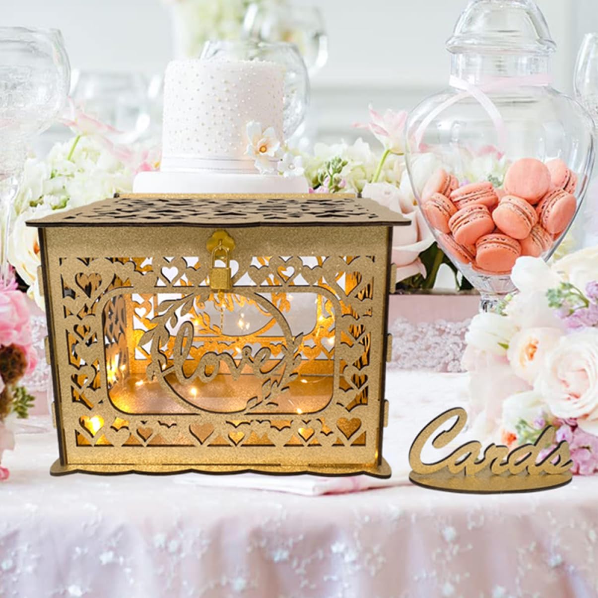 1set Wooden Card Box Hollow Design for Weddings Birthdays and Anniversaries Container for Greeting Cards Envelopes and Messages Rustic for Special Occasions