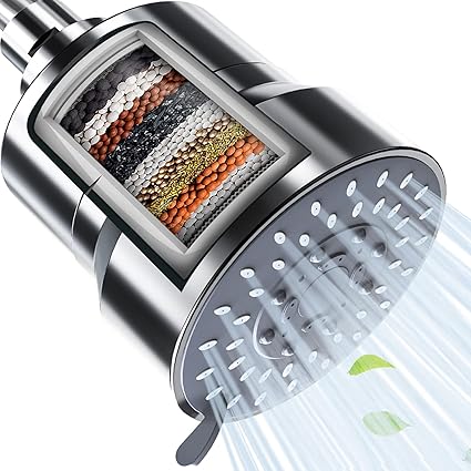 Filtered Shower Head, 5 Modes High Pressure Shower Head with filters,15 Stage Hard Water Shower Head Filter for Remove Chlorine and Harmful Substances