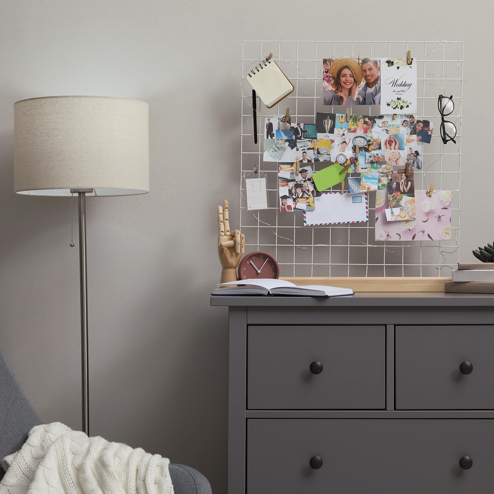 PATIKIL 18"x26" Drahtgitter-Panel, 2er Pack Brett Foto Bilder Memo Anzeige Gitter-Panel Hänge-Organizer Wanddekorations-Panel für Zuhause Büro Hochzeit, Pink