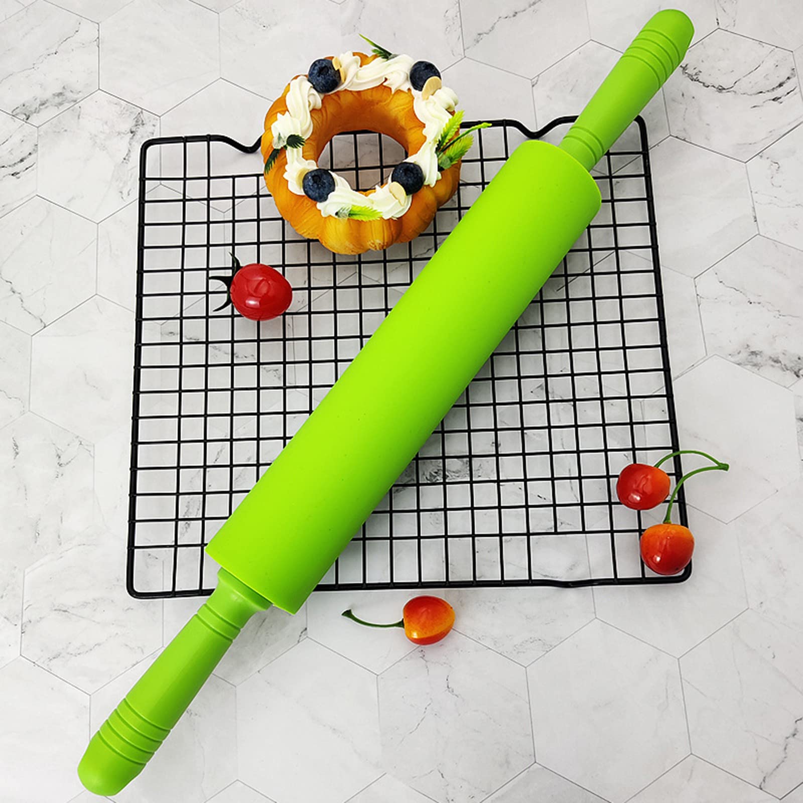 Rodillo de silicona antiadherente de gran tamaño para fondant, para cocina, para pasteles, fideos, utensilios para hornear, rodillo de silicona para hornear