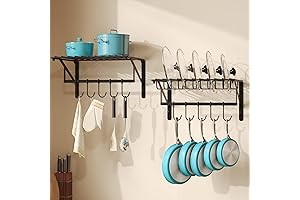 Hongtamoy Wall Mounted Pot Lid Rack Organizer, Hanging Pot and Pan Lid...