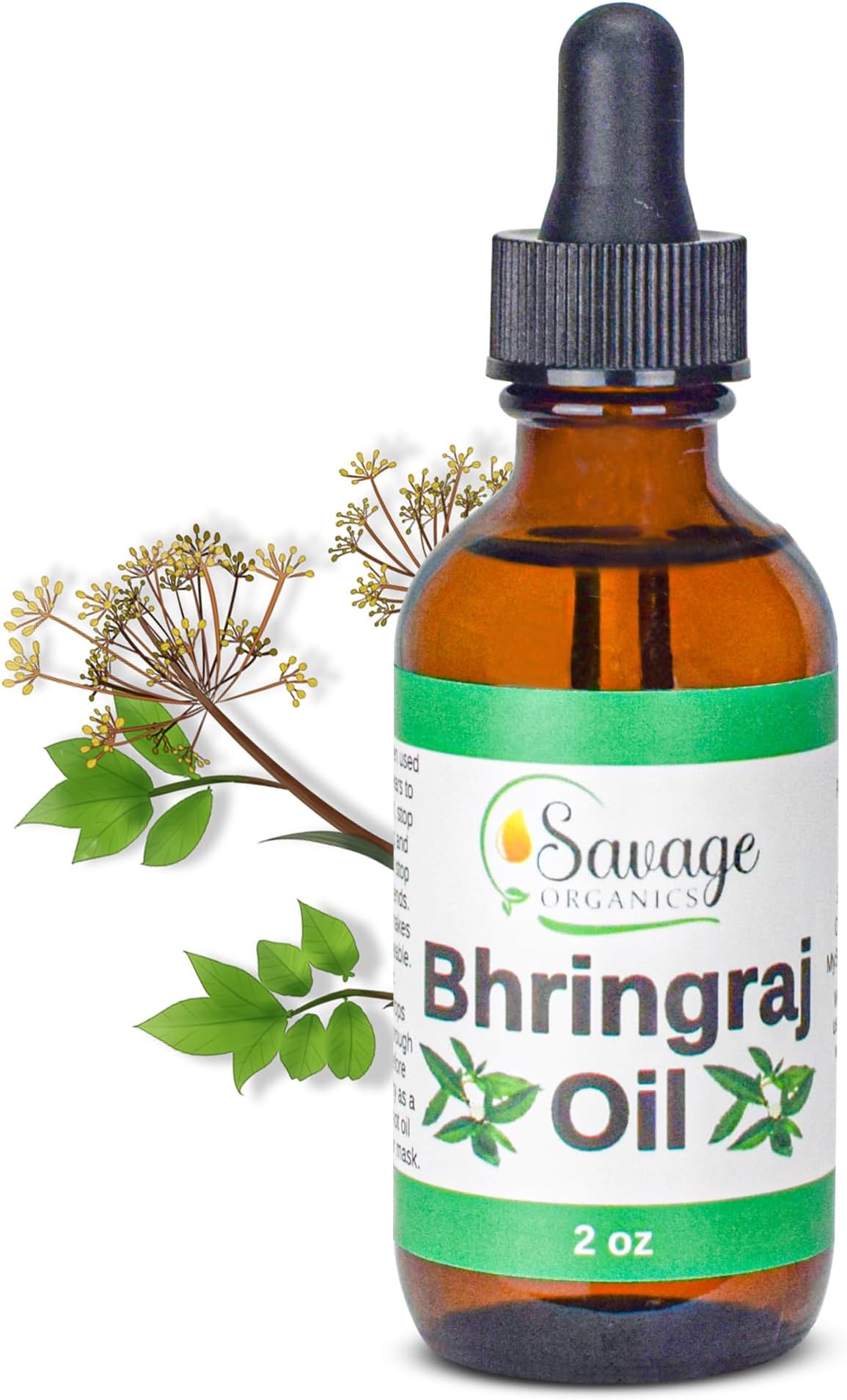 Bhringraj Oil - 100% Natural Bhringraj Hair Oil for Strong & Healthy Hair โ Conditions, Promotes Growth & Helps Prevent Hair Fall - Glass Bottle (2 oz)