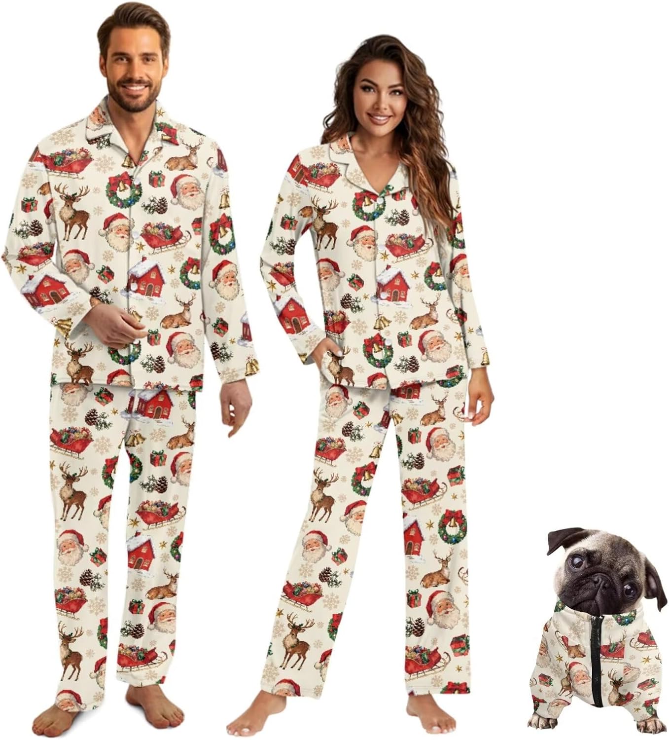 YEXIATODO Christmas Pajamas Set for Family Xmas Long Sleeve Matching Holiday Pjs Family Matching Sleepwear