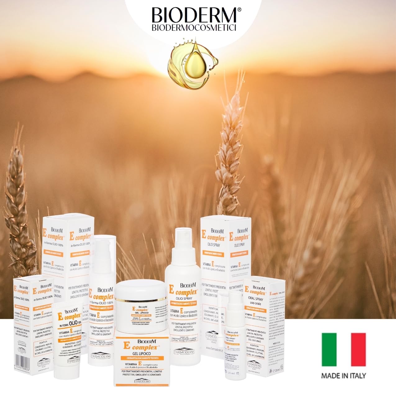 Bioderm Vitamina E Complex Olio Spray – Olio Nutriente e Lenitivo con Vitamina E | Idratante Antiossidante per Pelle Secca, Sensibile o Irritata | Uso Viso, Corpo (125ml)