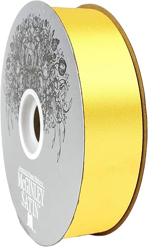 McGinley Mills - Cinta de satén de acetato de 1.3 pulgadas de ancho, color amarillo, carrete de 100 yardas