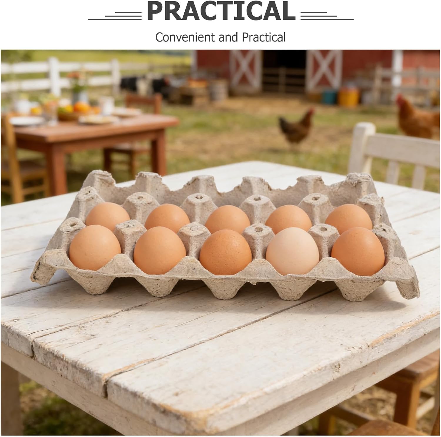 30pcs Paper Egg Cartons 15 Count Pulp Fiber Containers Holders for Chicken Farms Market Stalls Refrigerator Storage Home Use and Secure Egg Carrying