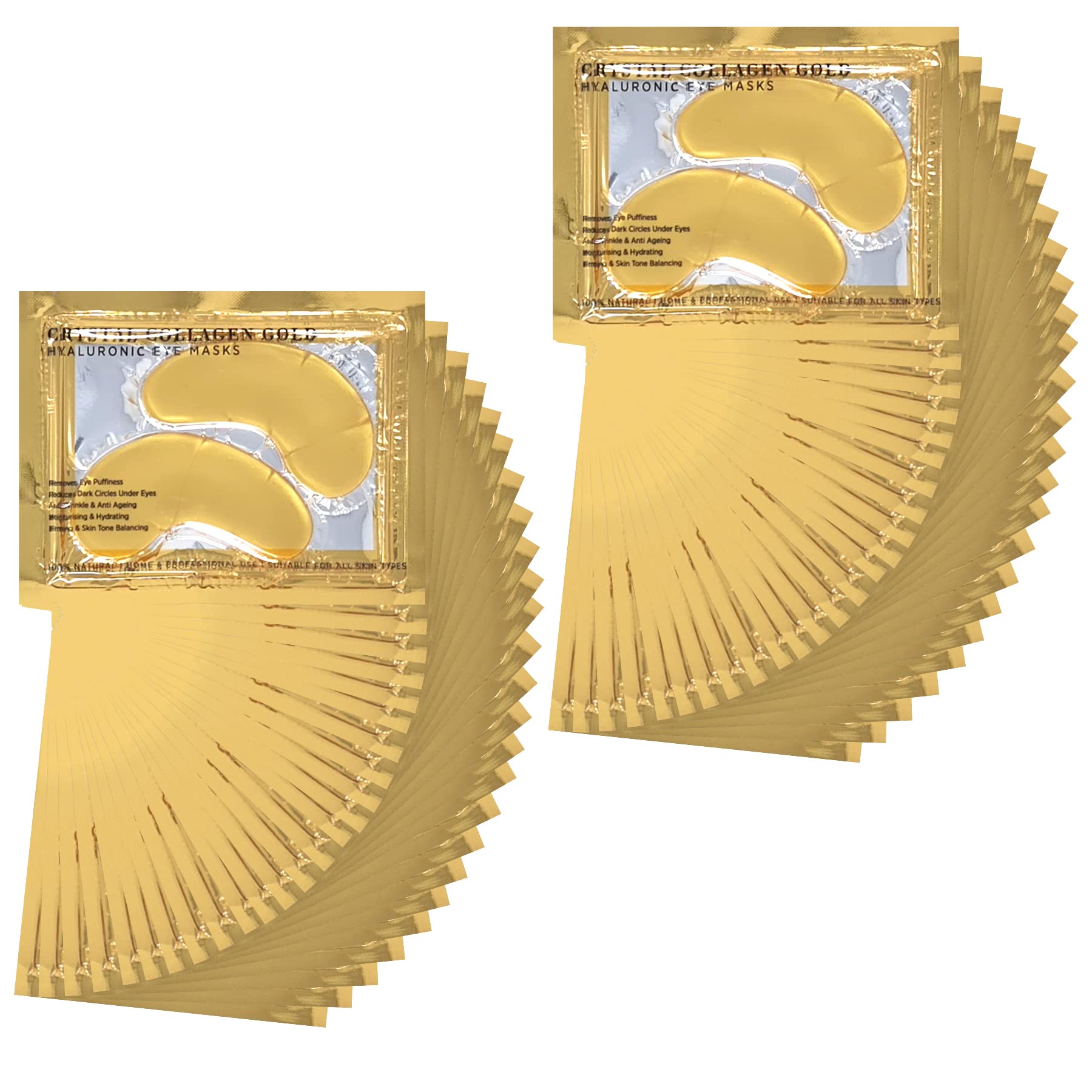 24K Gold Bio Collagen Face, Lip & Eye Mask Wrinkle Tired Crow Feet Puffy Under Eye Treatment - Packs of 5, 10, 20, or 50 Available (Eye Masks, 10)