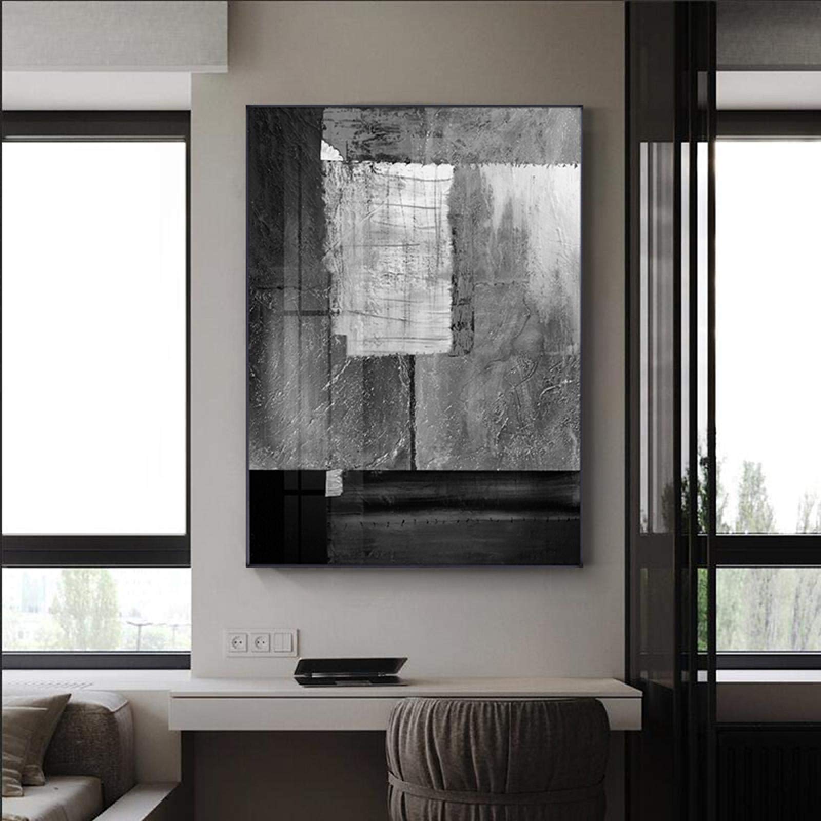 Quadro Su Vetro Aereo An-2 In Bianco E Nero – 5 Pezzi 100x60 Cm – Stampe Da Parete Moderne Per Soggiorno, Camera, Cucina – GEG100x60-4363