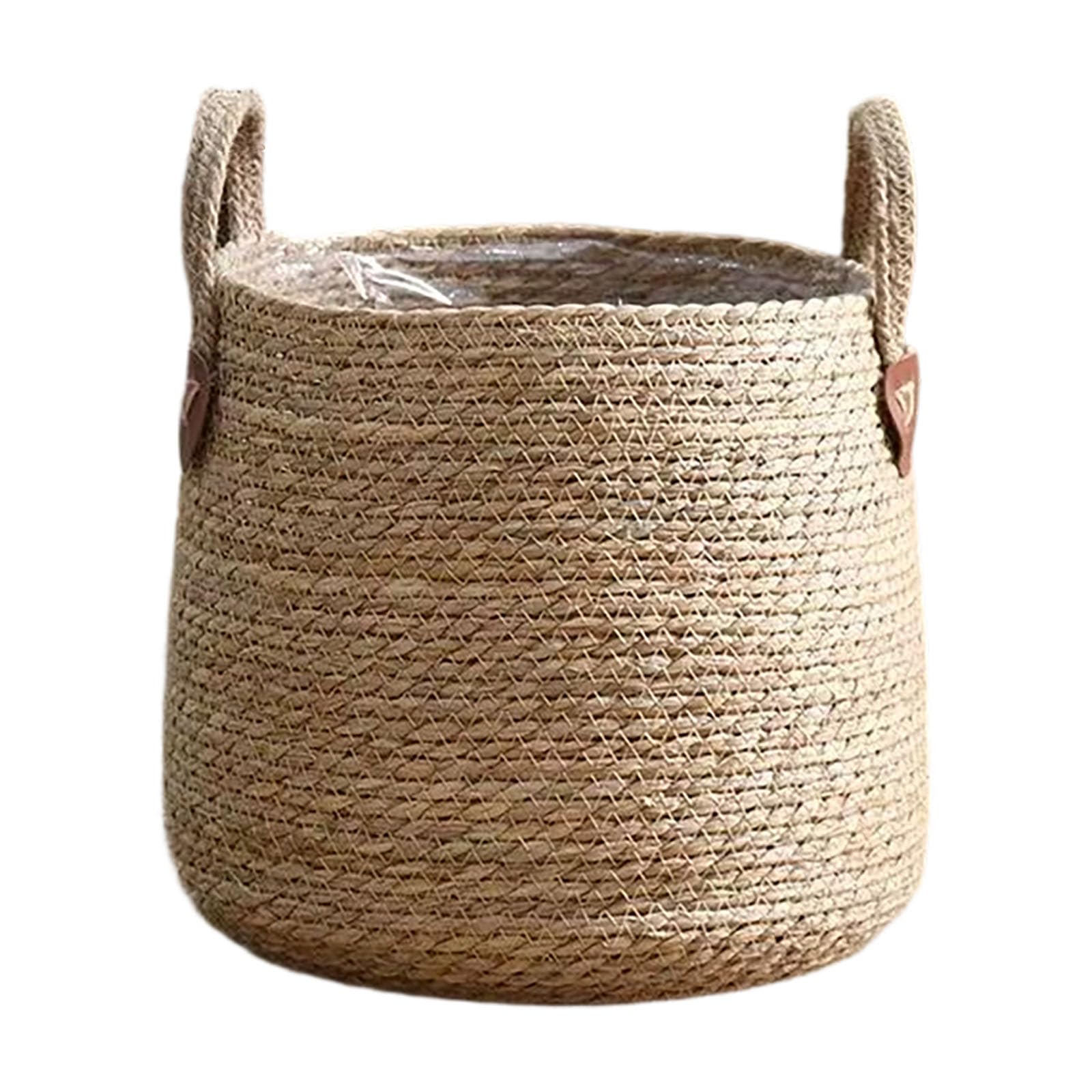 Cache-pot tressé main de luxe en fibre naturelle 30x35x10cm