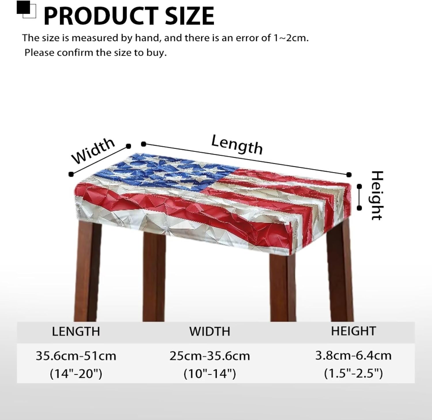 GLENLCWE Retro American Flag Rectangle Stool Cover,4Pack Stretch Rectangle Bar Stool Covers Patriotic Vanity Stool Cover 4th of July Dining Chair Stool Decor Cover for Home