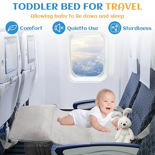 Miniatura 2 de Cama de avión para niños pequeños, extensor portátil de asiento de avión para niños, cama de viaje para aviones, cama inflable de avión para niños,