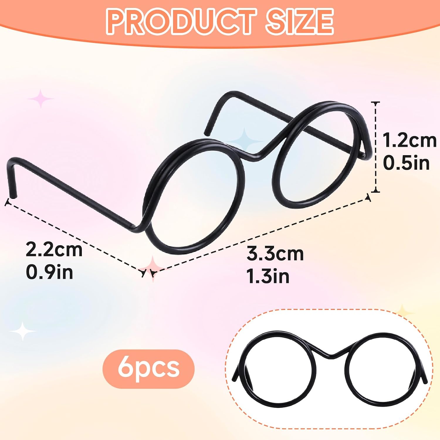 Mini Metal Doll Glasses, Small Eyewear Wire Rim Toy Glasses, Doll Making Round Dress up Eyeglasses