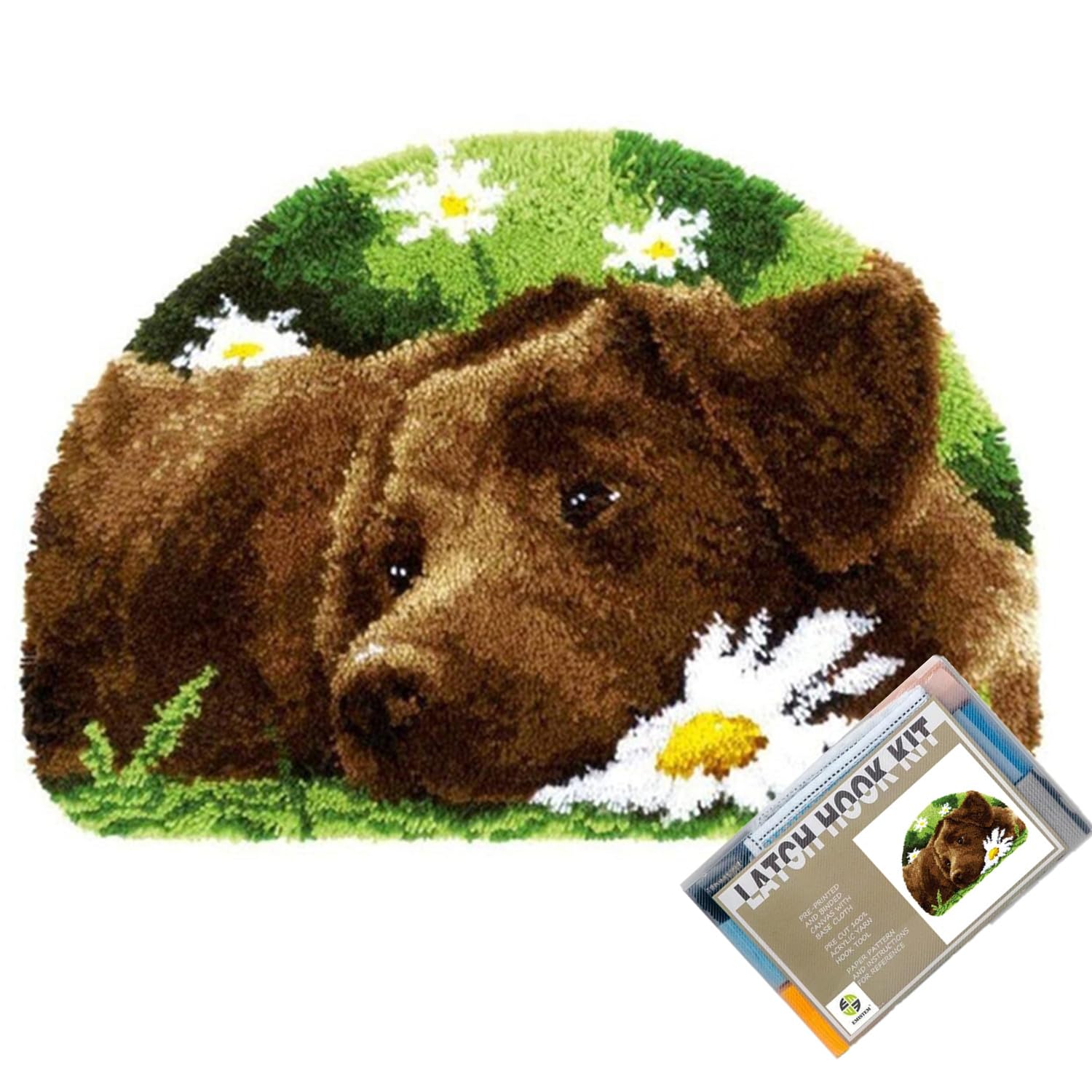Lovely Labrador Puppy Latch Hook Kits for Adults Beginners, 15“ X 21"