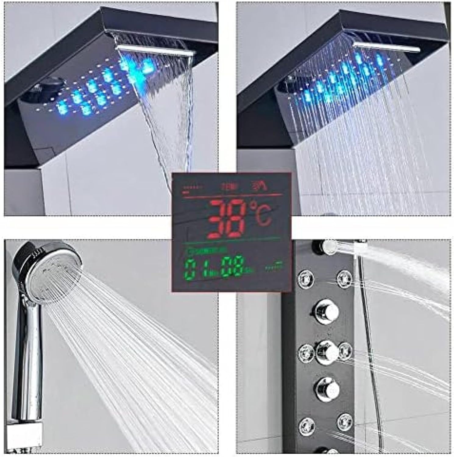 Shower Panel Tower Wall-Mounted Shower Faucet Set Massage Suit Shower Column