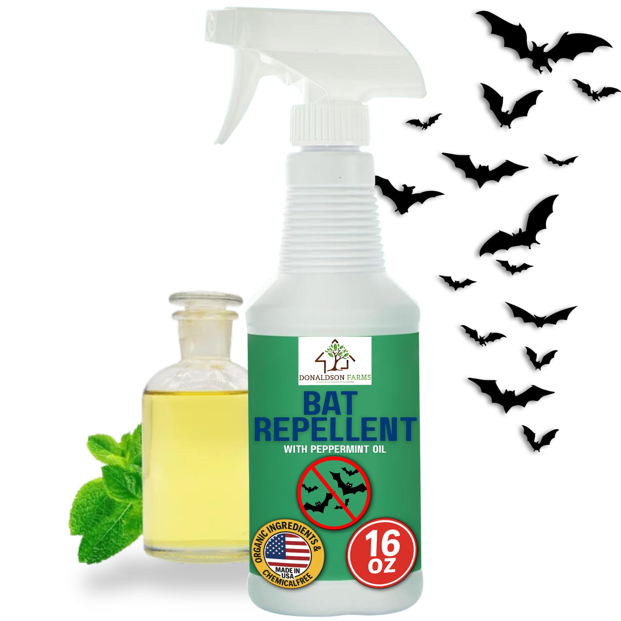 Bat Repellent Spray – Indoor and Outdoor Deterrent to Drive Bats Away from Nesting – Easy Application, Compatible with Any Outdoor Area – Suitable for Attic, Homes, and Barns – 16oz