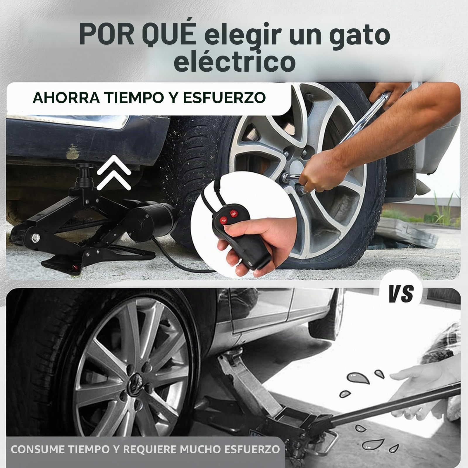 ROGTZ Kit de gato eléctrico de tijera para coche, 2 toneladas, 12 V, elevador automático portátil con rango de 37 cm para SUV/Sedán, gato de piso para cambio de neumáticos y emergencia en carretera