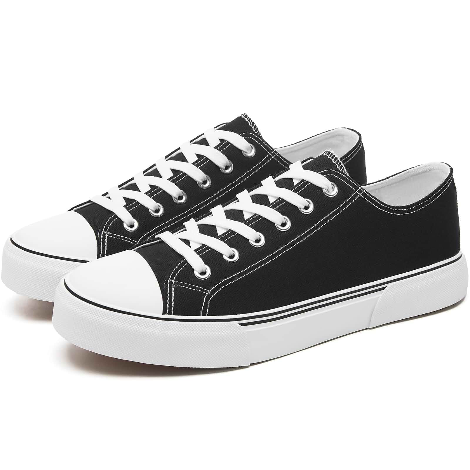 yageyan Men Canvas Low top Shoes Classic Casual Sneakers Mens Fashion Shoes Comfortable Mens Laced Up Black Shoes White Walking Shoes