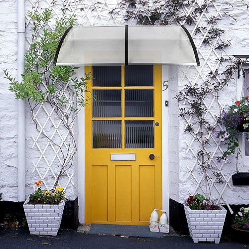 Miniatura 9 de Toldo para ventana de puerta de 80 x 40 pulgadas, cubierta de policarbonato para puerta delantera, toldo para patio al aire libre, toldo para