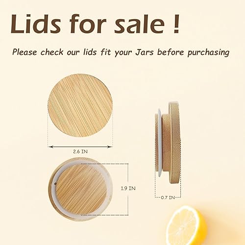 Miniatura 2 de NIKISHAP Tapas para tarros de yogur, 8 tapas Oui - Tapas de madera de bambú natural con anillos de sellado de silicona, adecuadas para tarros de