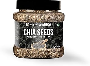 WonderBox 100% Natural Chia Seeds for 250 gm | Chia Seeds for Eating | Diet Snacks | Omega-3 | Best for Weight Loss (JAR PACK)