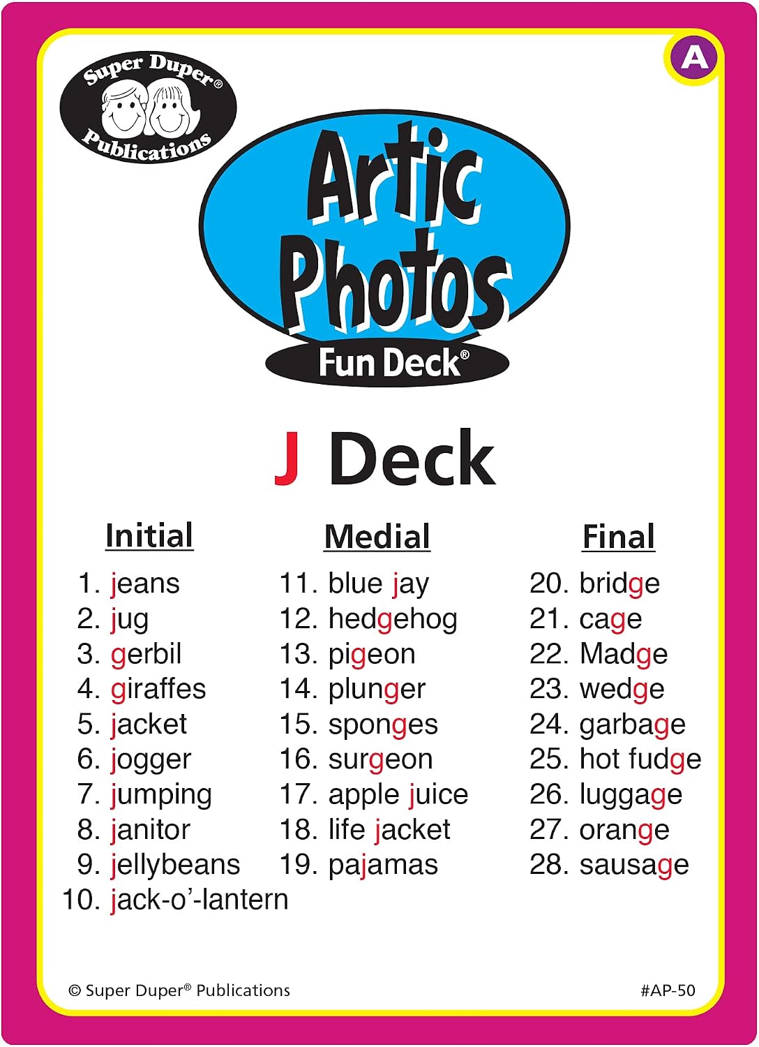 Super Duper Publications | Articulation Photos J Fun Deck Flash Cards | Educational Learning Resource for Children