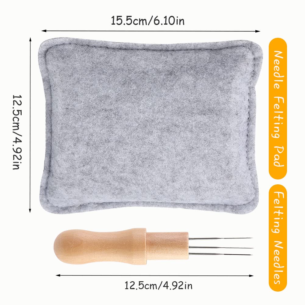 WONVOC Almohadilla de fieltro de aguja, kit de fieltro, alfombrilla de fieltro de aguja y agujas de fieltro con 1 soporte para agujas de fieltro