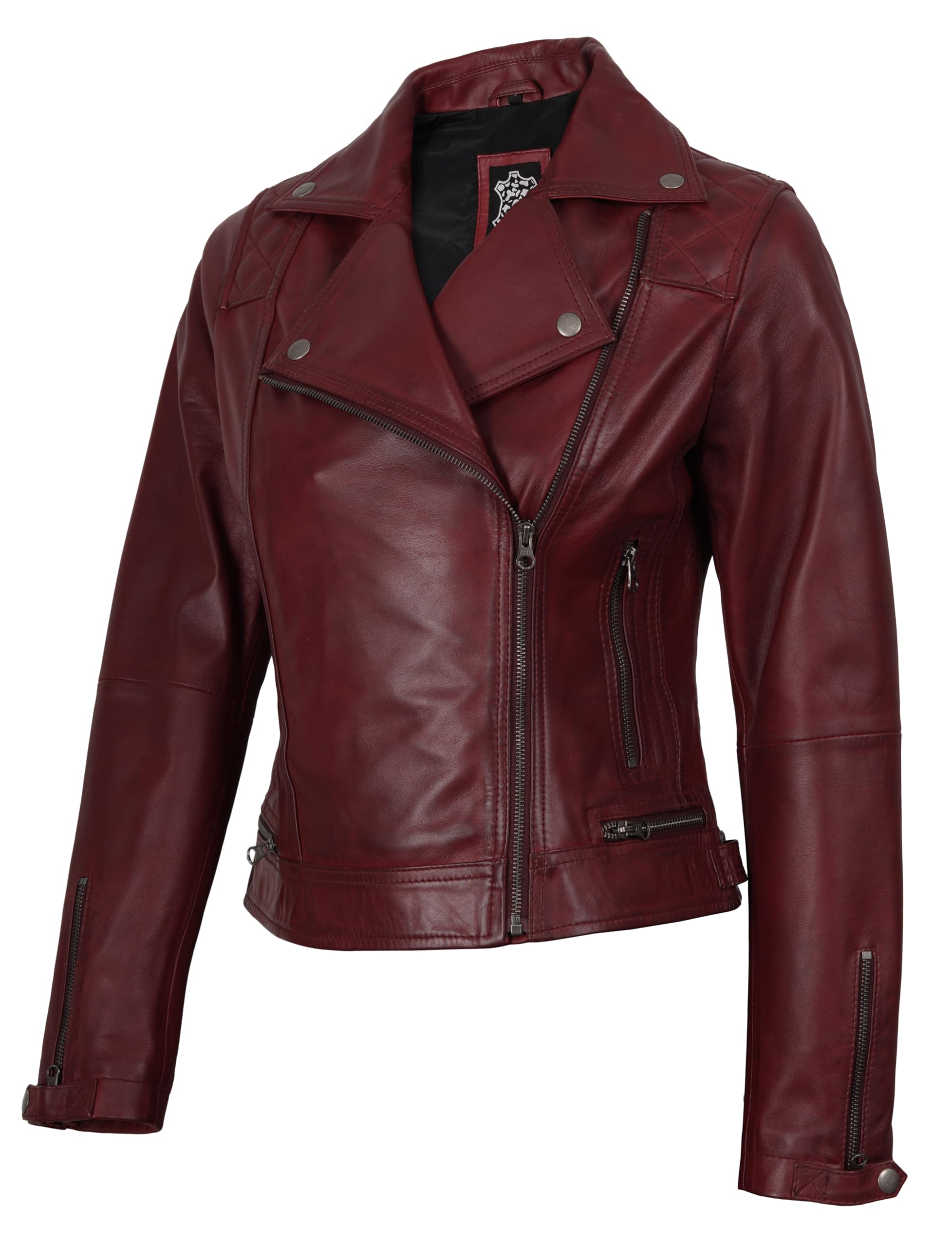 Decrum Womens Asymmetrical Leather Jacket