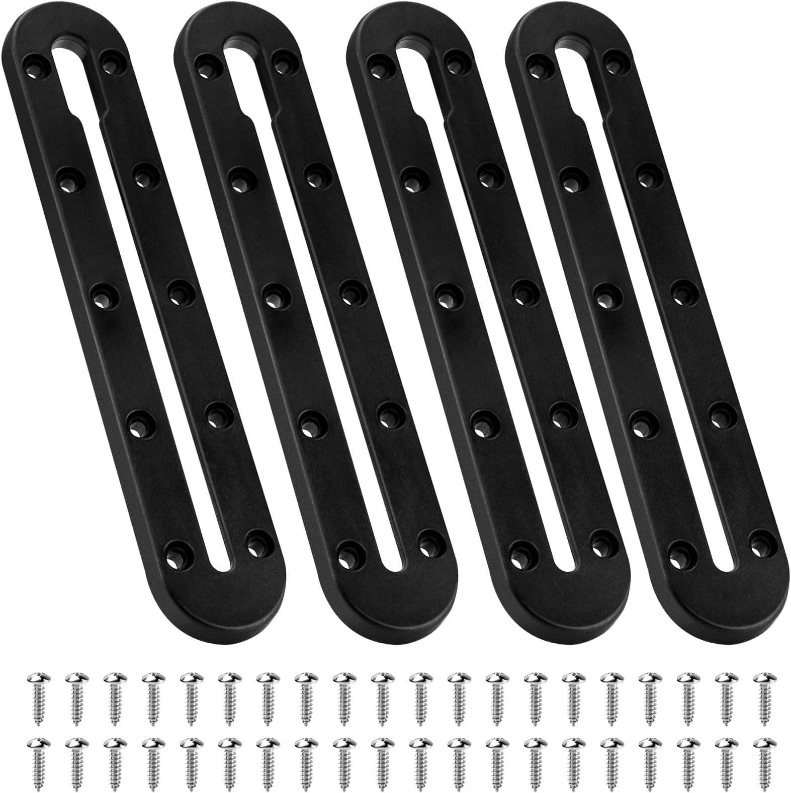 Kayak Track Mount, Kayak Rail Track, Kayak Low Profile Gear Track Accessories for Fishing Rod Holder, Cup Holder, Paddle Holders, Anchor Cleats (9 in, 10 Holes, Pack of 2)