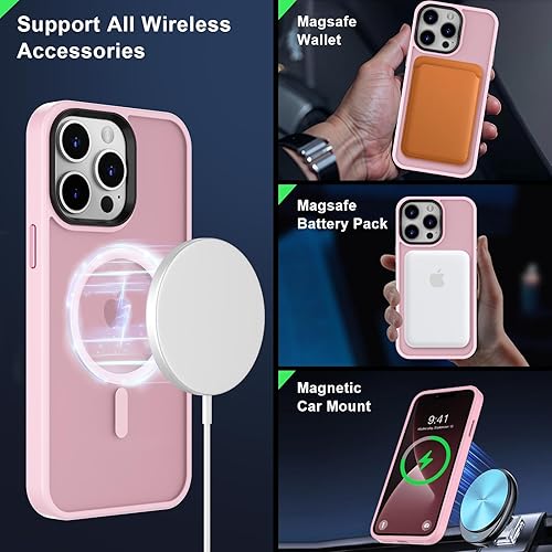 Vista 2 de MOCCA Strong Magnetic for iPhone 13 Pro Max Case,[Compatible with Magsafe][Glass Screen Protector+Camera Lens Protector] Slim Thin Shockproof Cover