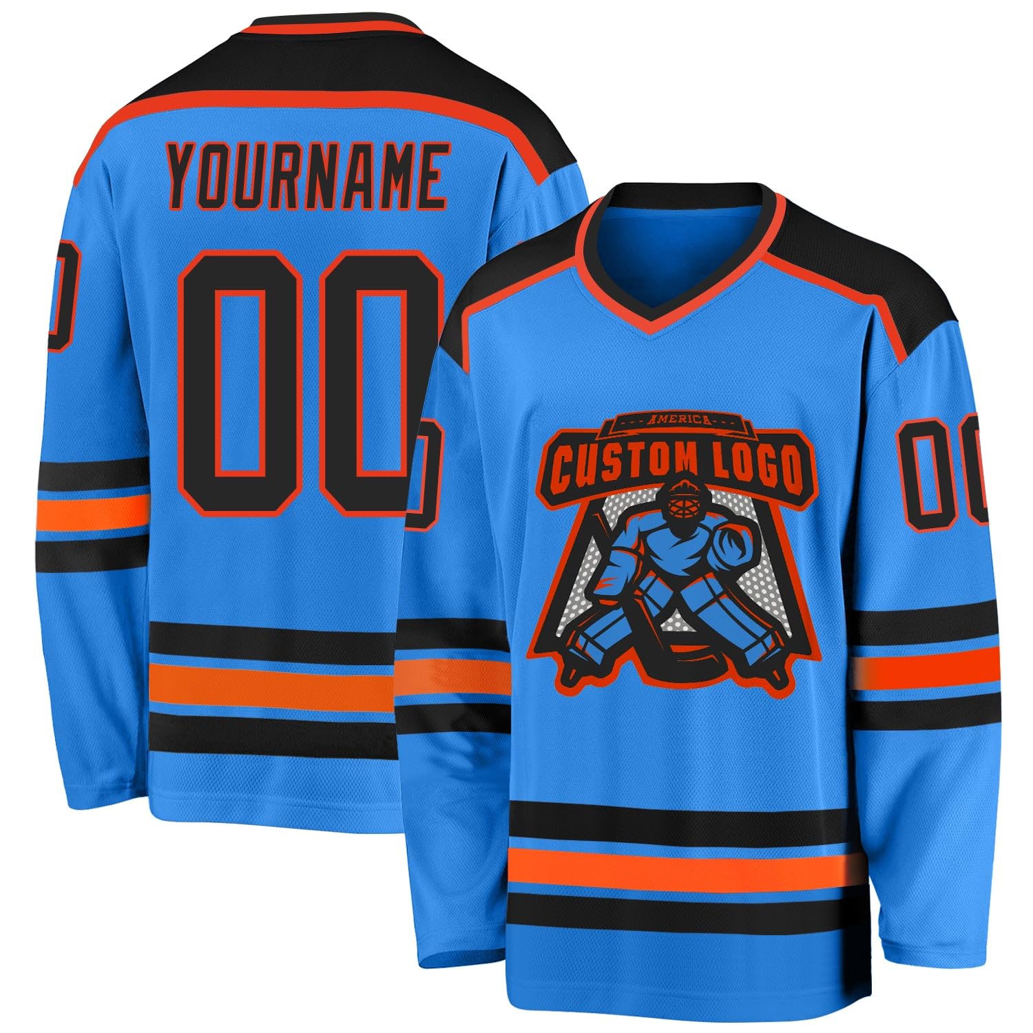 Custom Name Number White Red-Gold Hockey Jersey, Personalized Team V-Neck Sports Hockey Jersey for Men Women Youth
