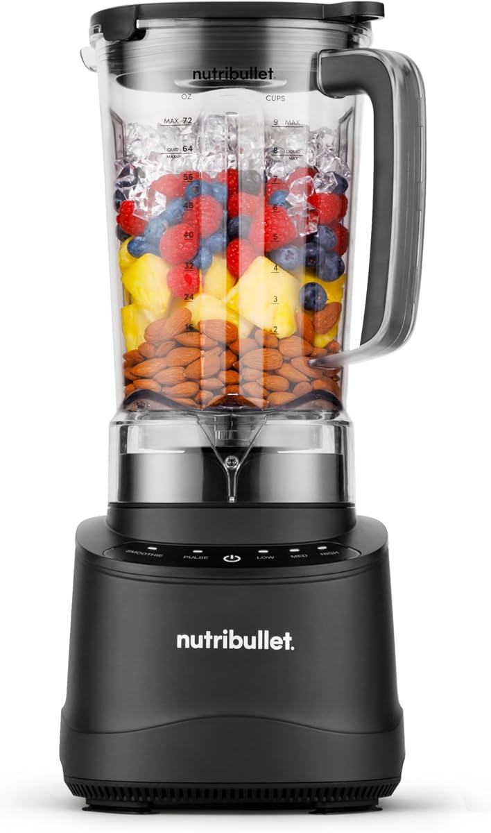 Licuadora Power Core™, potencia máxima de 1400 W, batidos, hielo picado y fruta congelada, licuadora de encimera de tamaño completo, 72 oz. Jarra, negra, NBF70100