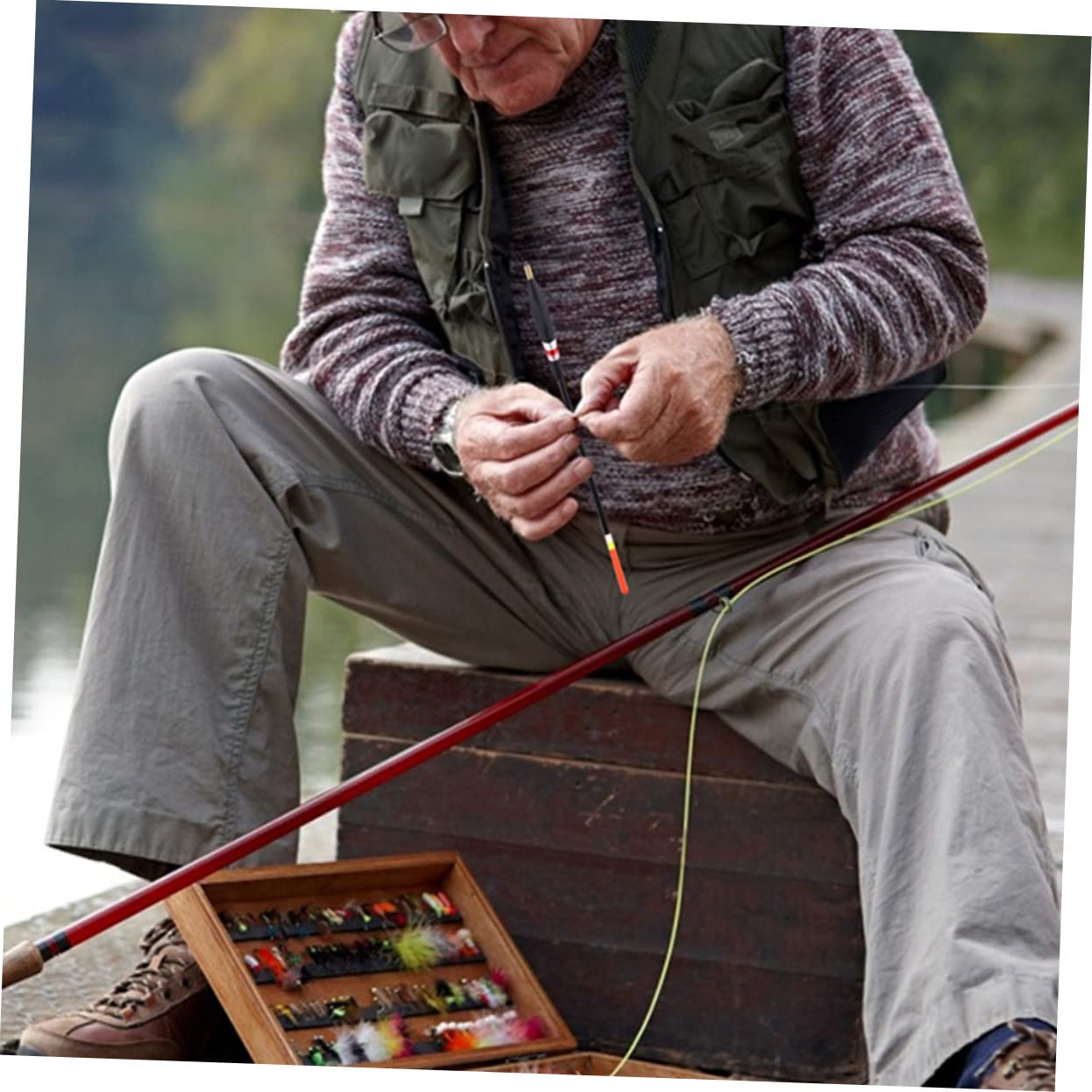 12 Piezas Flotadores de Pesca Profesionales de Madera Alta Flotabilidad y Sensibilidad Accesorios de Pesca Versátiles