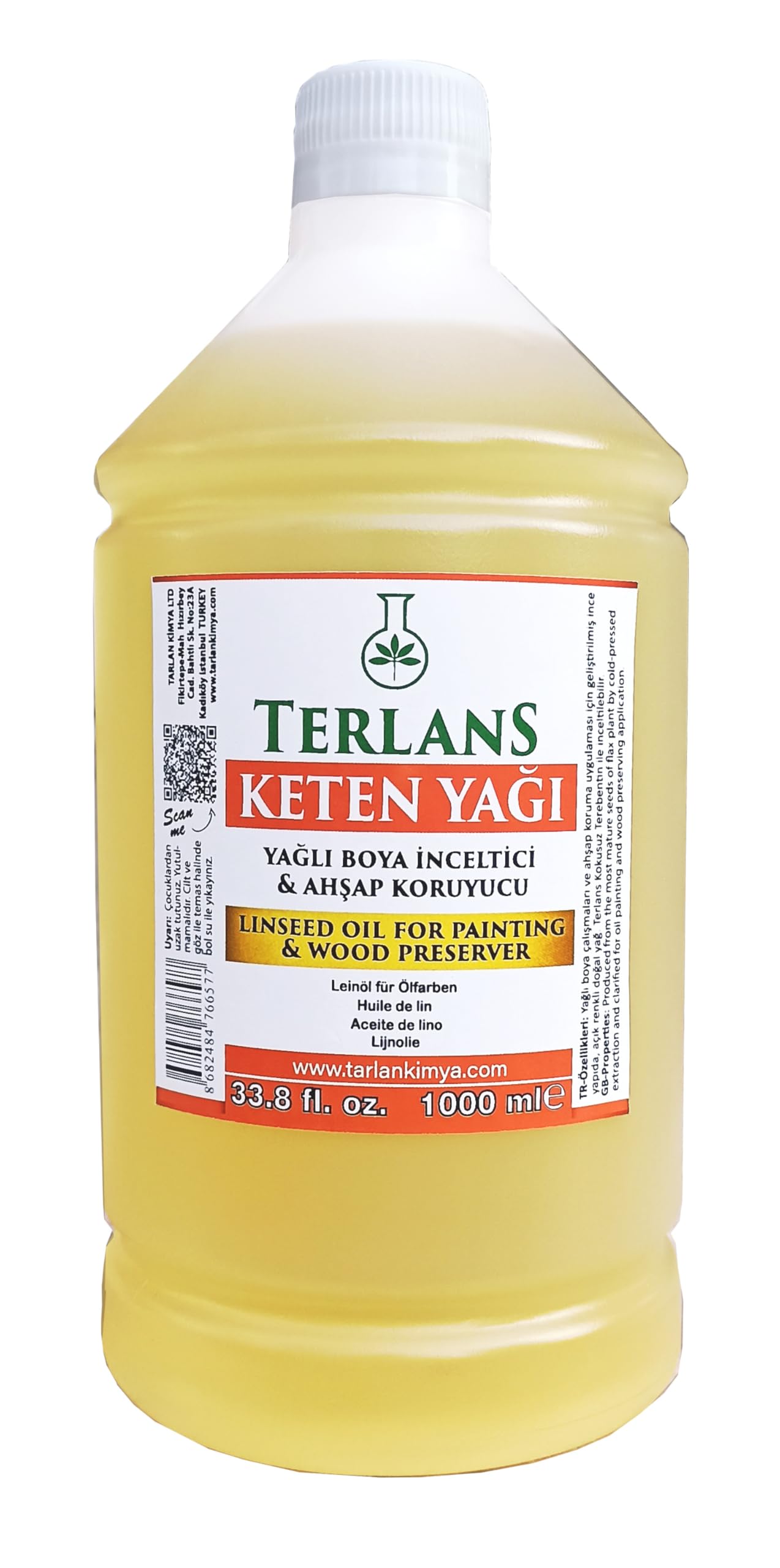 Terlans Keten Yağı Resim Yağı Ahşap Koruyucu 1000 ml Linseed Oil