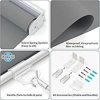 Vista 4 de Persianas enrollables opacas sin cordones con aislamiento térmico, impermeables, resistentes al fuego, resistentes a las arrugas, persianas