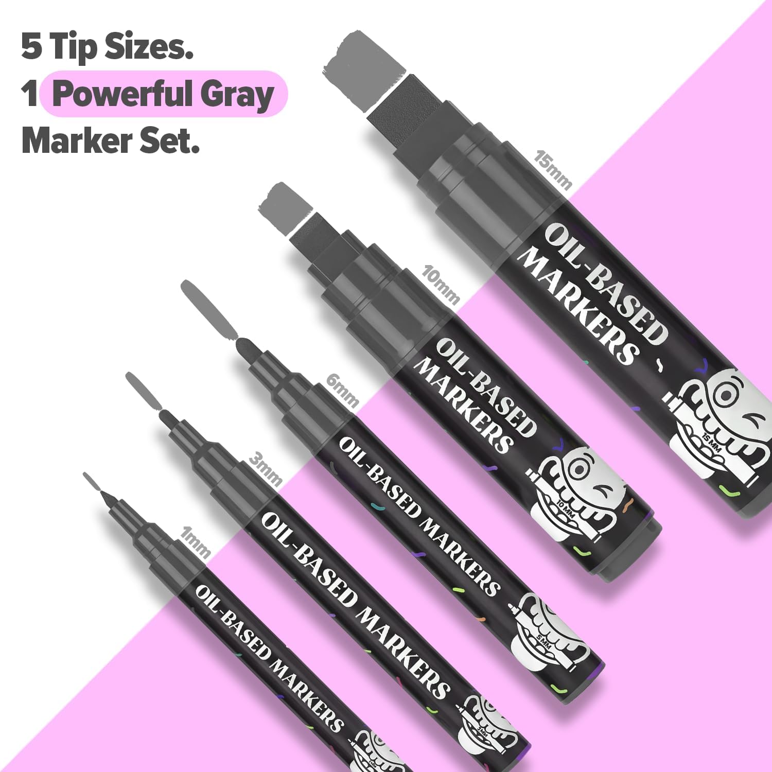 Chalkola 5 Grey Paint Pen - Oil Based Paint Markers for Metal, Wood, Glass image 2