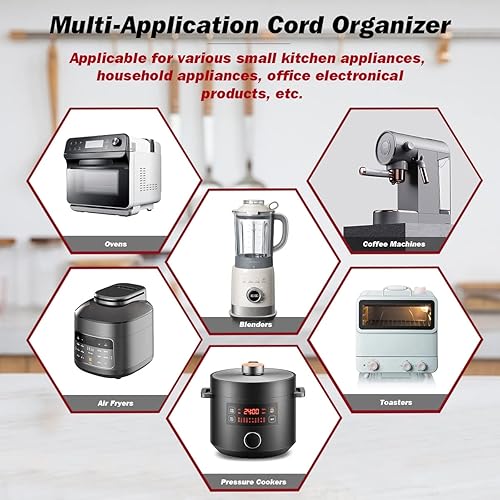 Miniatura 7 de Paquete de 8 organizadores de cables para electrodomésticos, organizador de cables para pegar en superficie plana o redonda para pequeños