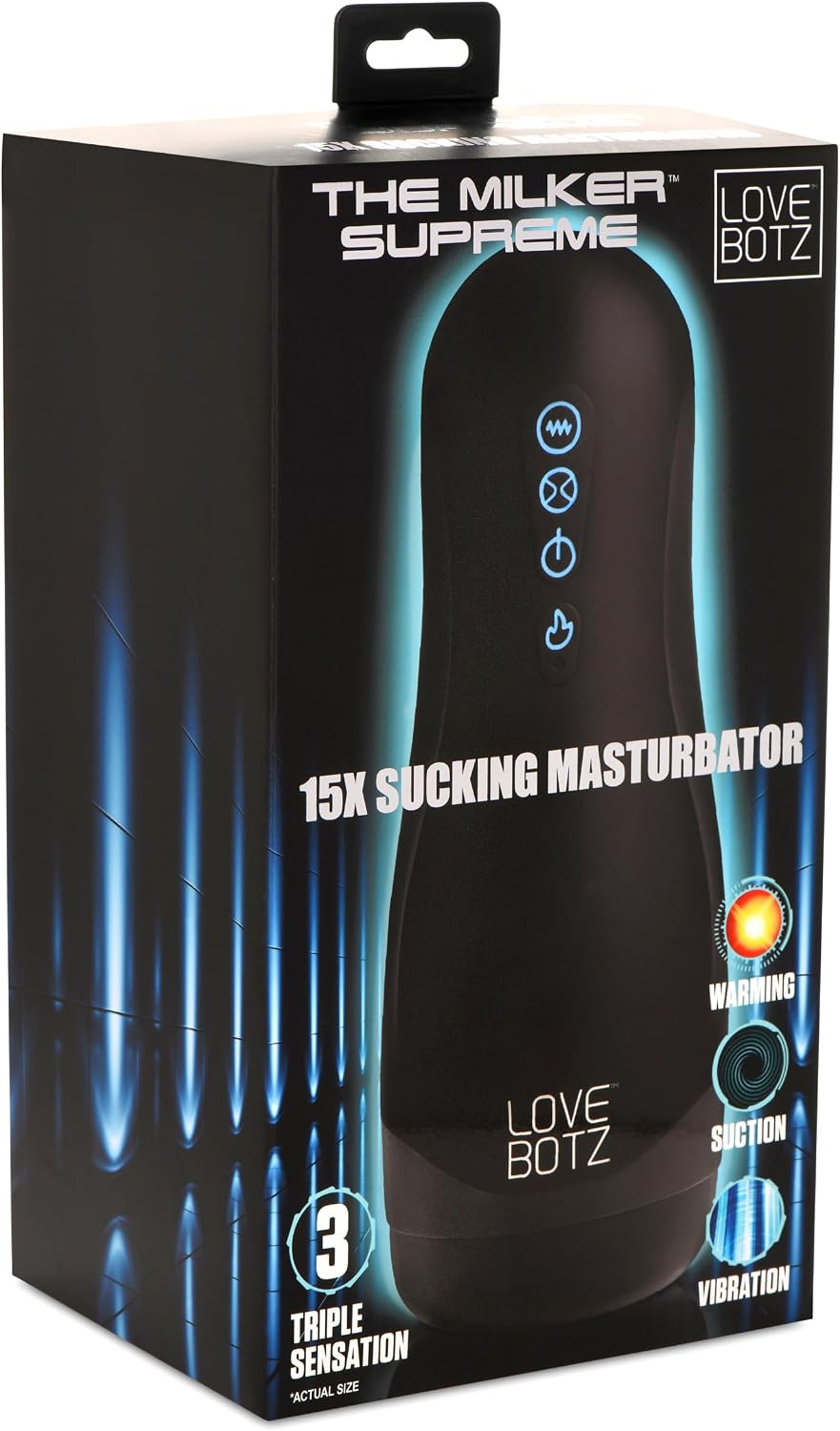 LoveBotz Auto Milker 15X Squeezing Male Masturbator Toy with Triple Sensations | Warming Squeezing Vibration | Adult Sex Pleasure Toy Realistic Texture | 3 Speeds & 5 Stimulating Patterns of Vibration