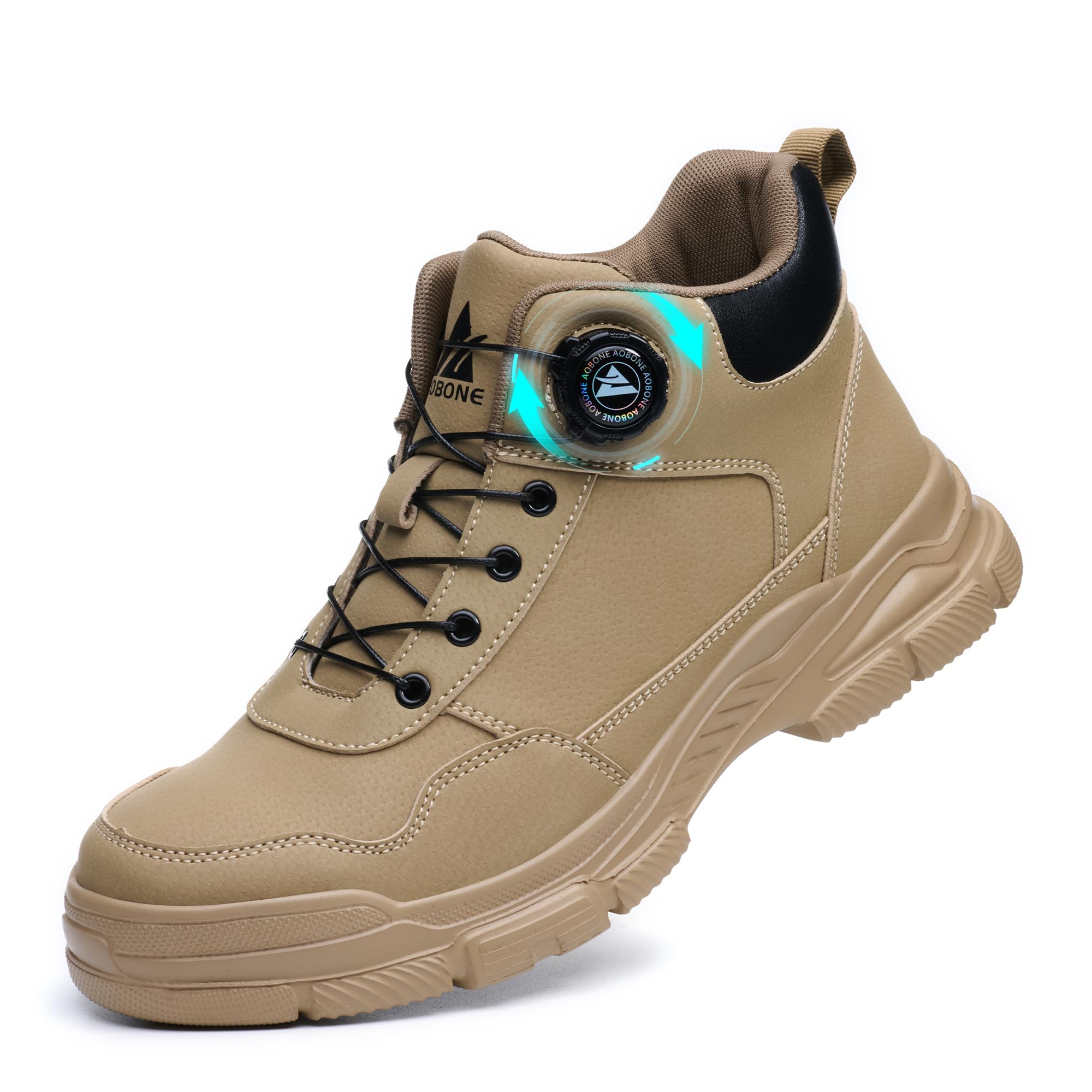 AOACOEBN Sicherheitsstiefel Herren Damen Sicherheitsschuhe Leicht Wasserdicht Arbeitsschuhe rutschfest Hoch Stahlkappenschuhe Arbeitsstiefel mit Drehverschluss