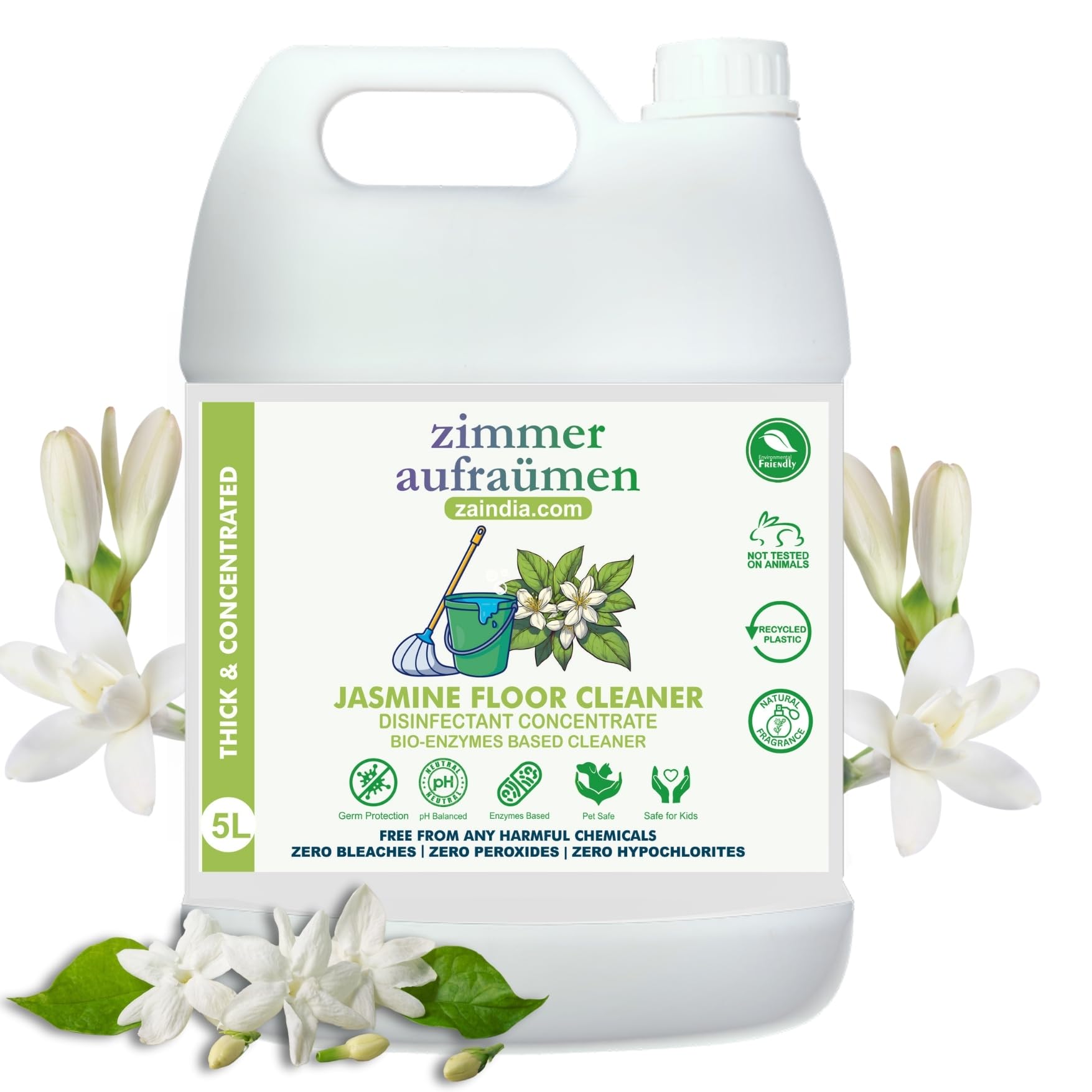 Zimmer Aufraumen JASMINE FLOOR CLEANER 5Lit. THICK & CONCENTRATED. Organic Disinfectant With Real Jasmine OIL. Kills Germs & Viruses. Pets & Kids friendly. (B08QZXB91G) Amazon Price History, Amazon Price Tracker
