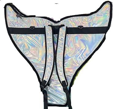 Swim Training Fins Mermaid Fins White Silicone Single Fins Free Diving Adult Swimming Diving Training Mermaid Tail Short FinsShiny Silver Fin Bag,S