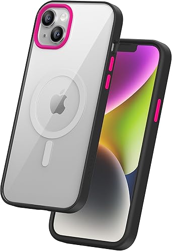 Vista 10 de FLOLAB Surtect Tri-Fusion - Funda magnética para iPhone 14 Pro, diseño delgado, compatible con Magsafe, marco negro de grado militar, color naranja